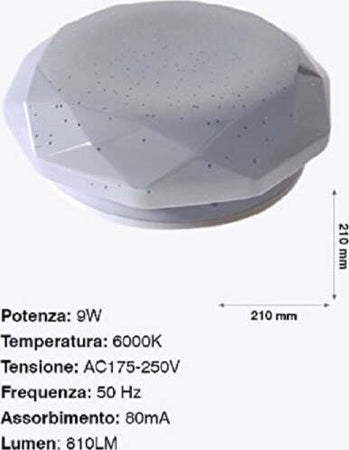 Plafoniera-Da-Soffitto-Faretto-Led-9w-Tondo-Esagonale-Pannello-810lm-21cm-Design-Moderno