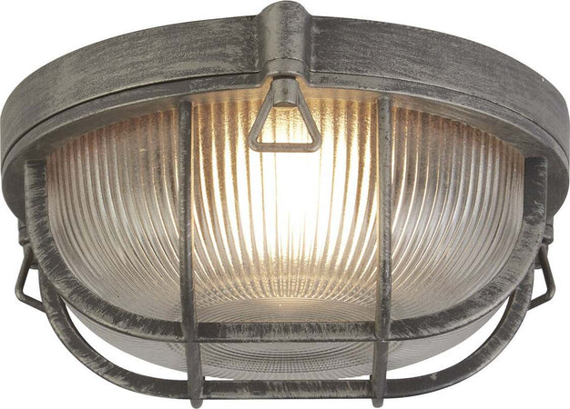 Plafoniera-Esterno-Vintage---Decò-Paratia-Alluminio-Nero-Argento-1-Luce-E27