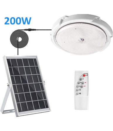 Plafoniera Faro Led Pannello Solare 200 W Con Sensore Crepuscolare Ip65 Esterno