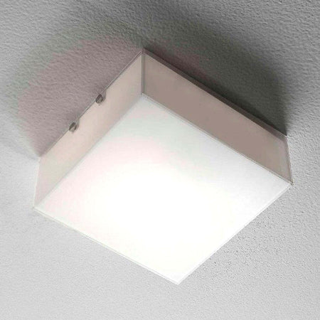 Plafoniera-Illuminando-CUBIC-PL20-E27-LED-lampada-soffitto-parete-moderna-vetro-bianco-interno