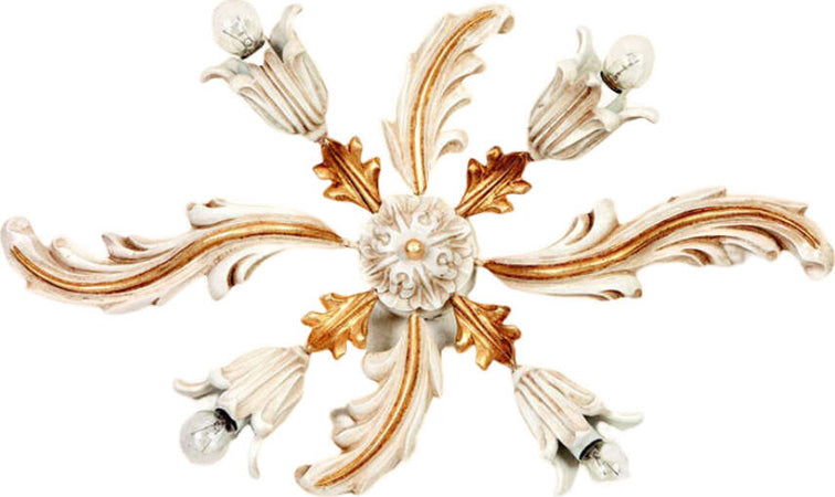 Plafoniera-In-Legno-Classico-Avorio-Oro-4-Luci-Pappagallo