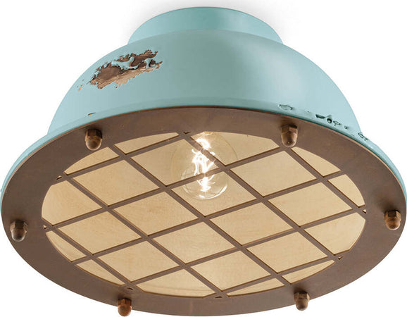 Plafoniera-Industrial-Ferro-E-Ceramica-Vintage-Azzurro-1-Luce-E27