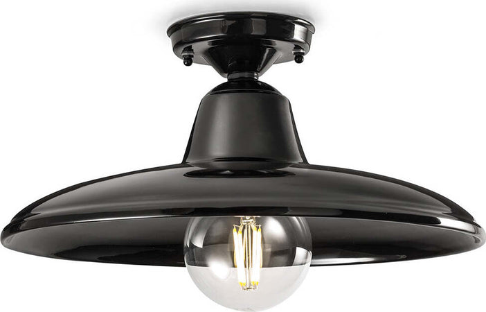Plafoniera-Industrial-Minimal-Nordico-B&W-Metallo-Smaltato-Nero-1-Luce-E27