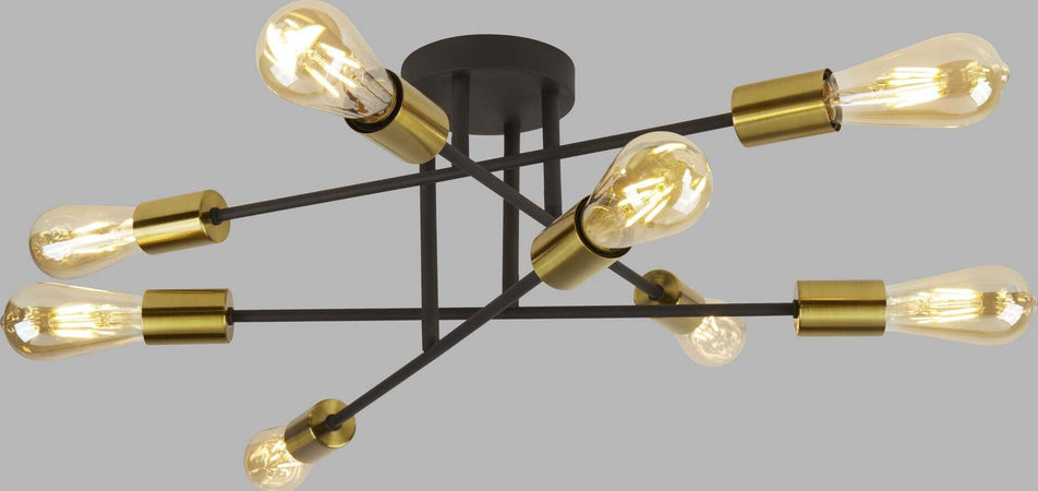 Plafoniera-Industrial-Nordico-Armstrong-Acciaio-Nero-Ottone-8-Luci-E27