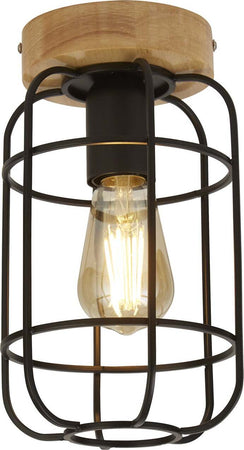 Plafoniera-Industrial-Nordico-Visione-Acciaio-Nero-Marrone-1-Luce-E27
