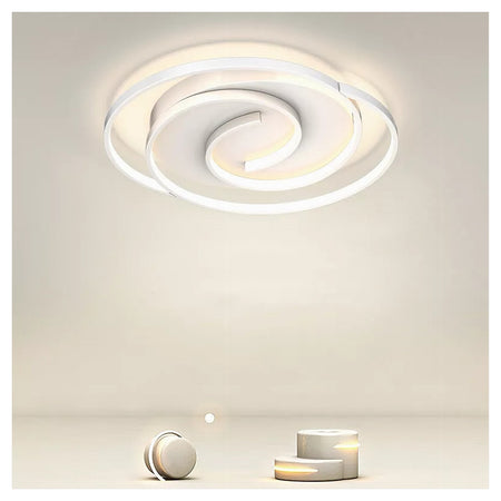 Plafoniera Led 45w Cerchio Spirale Vortice Bianco Lampadario Soffitto Luce 4000k 70593