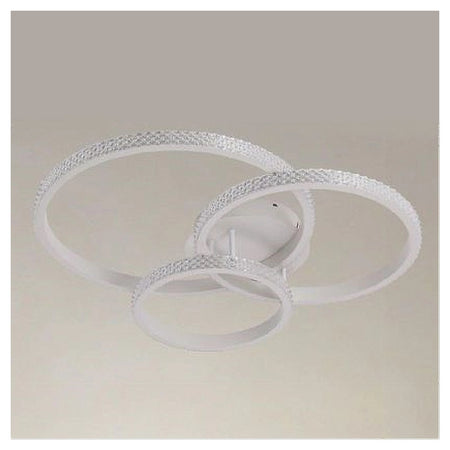 Plafoniera Led 72w 3 Cerchi Effetto Cristallo Con Telecomando Anelli Bianco 31807