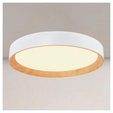 Plafoniera Led A Soffitto 68w Rotonda Bianco Con Venature Legno Luce 4000k 32798