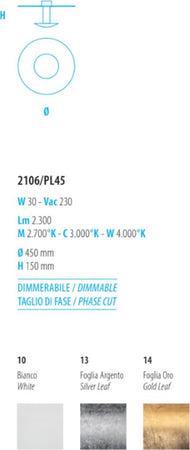 Plafoniera-LED-Fratelli-Braga-PIANETA-2106-PL45-metallo-lampada-soffitto