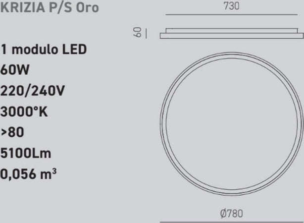Plafoniera-led-Gea-Luce-KRIZIA-PS-O-60W-3000°K-alluminio-oro-lampada-soffitto