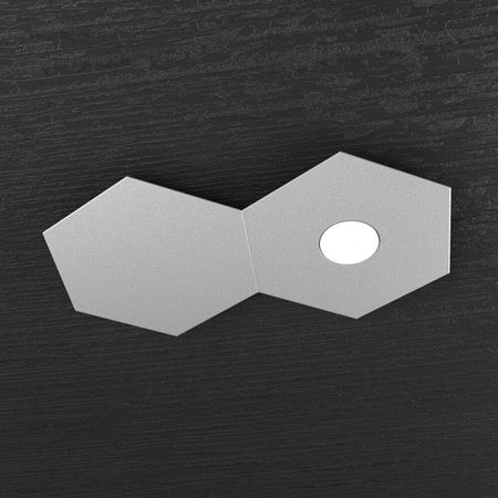 Plafoniera-Moderna-2-Moduli-Hexagon-Metallo-Grigio-1-Luce-Led-12W