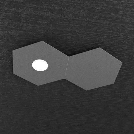 Plafoniera-Moderna-2-Moduli-Hexagon-Metallo-Grigio-Antracite-1-Luce-Led-12W