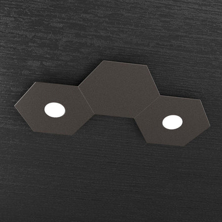 Plafoniera-Moderna-3-Moduli-Hexagon-Metallo-Marrone-2-Luci-Led-12X2W