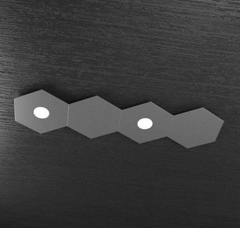 Plafoniera-Moderna-4-Moduli-Hexagon-Metallo-Grigio-Antracite-2-Luci-Led-12X2W