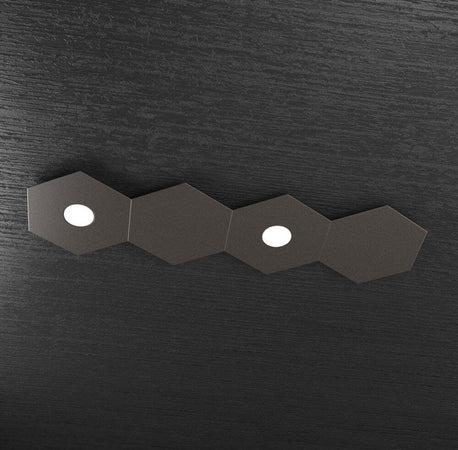 Plafoniera-Moderna-4-Moduli-Hexagon-Metallo-Marrone-2-Luci-Led-12X2W