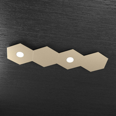 Plafoniera-Moderna-4-Moduli-Hexagon-Metallo-Sabbia-2-Luci-Led-12X2W