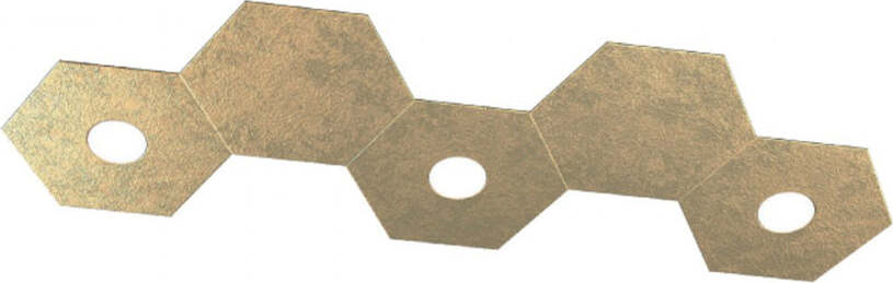 Plafoniera-Moderna-5-Moduli-Hexagon-Metallo-Foglia-Oro-3-Luci-Led-12X3W
