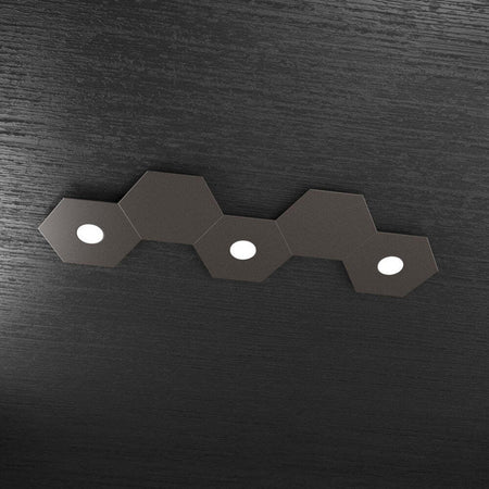 Plafoniera-Moderna-5-Moduli-Hexagon-Metallo-Marrone-3-Luci-Led-12X3W