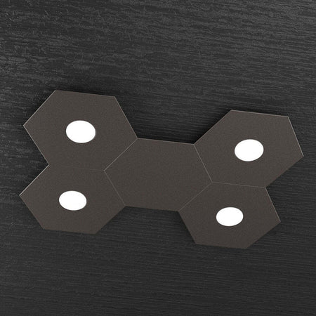 Plafoniera-Moderna-5-Moduli-Hexagon-Metallo-Marrone-4-Luci-Led-12X4W