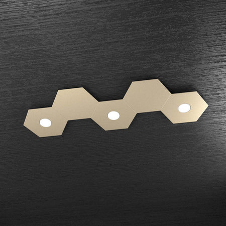 Plafoniera-Moderna-5-Moduli-Hexagon-Metallo-Sabbia-3-Luci-Led-12X3W