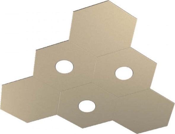 Plafoniera-Moderna-6-Moduli-Hexagon-Metallo-Sabbia-3-Luci-Led-12X3W