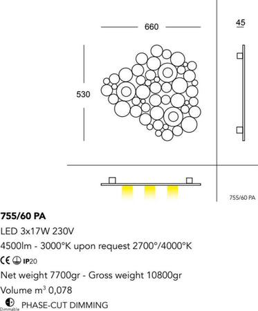 Plafoniera-moderna-Cattaneo-illuminazione-BOLLE-755-60PA-51W-LED-lampada-soffitto-dimmerabile-metallo-4500LM-3000°K-IP20