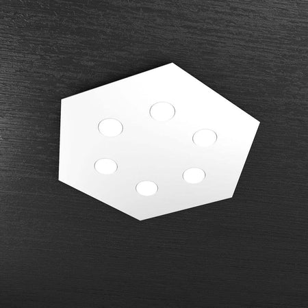 Plafoniera-Moderna-Esagonale-Hexagon-Metallo-Bianco-6-Luci-Led-12X6W