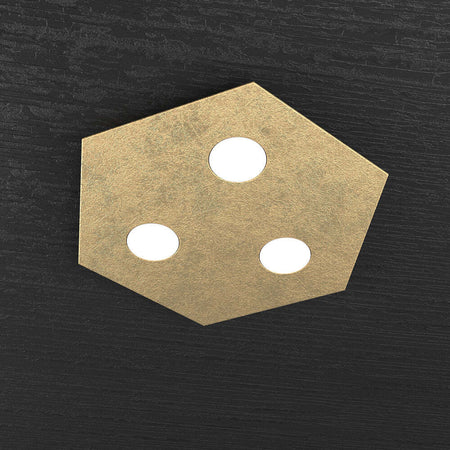 Plafoniera-Moderna-Esagonale-Hexagon-Metallo-Foglia-Oro-3-Luci-Led-12X3W