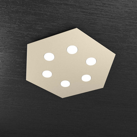 Plafoniera-Moderna-Esagonale-Hexagon-Metallo-Sabbia-6-Luci-Led-12X6W