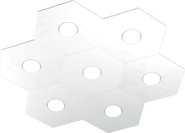 Plafoniera-Moderna-Hexagon-Metallo-Bianco-7-Luci-Led-12X7W
