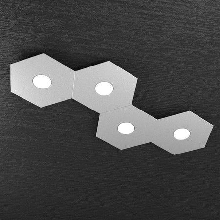Plafoniera-Moderna-Hexagon-Metallo-Grigio-4-Luci-Led-12X4W