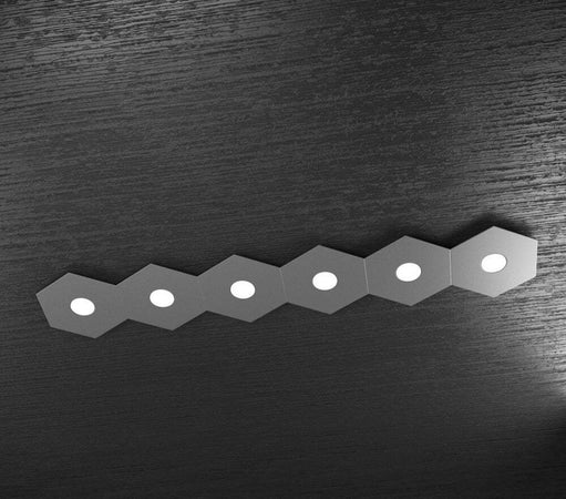 Plafoniera-Moderna-Hexagon-Metallo-Grigio-Antracite-6-Luci-Led-12X6W