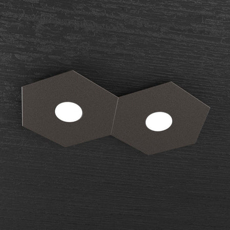 Plafoniera-Moderna-Hexagon-Metallo-Marrone-2-Luci-Led-12X2W