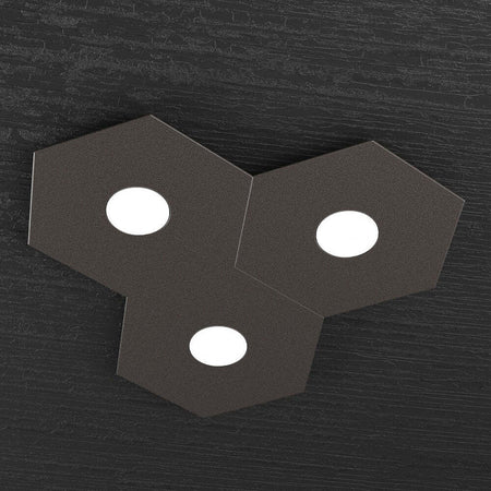 Plafoniera-Moderna-Hexagon-Metallo-Marrone-3-Luci-Led-12X3W