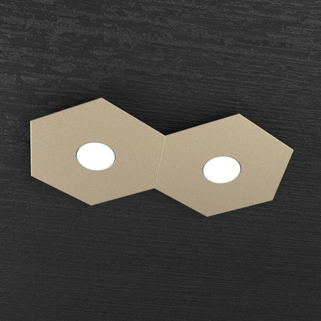 Plafoniera-Moderna-Hexagon-Metallo-Sabbia-2-Luci-Led-12X2W