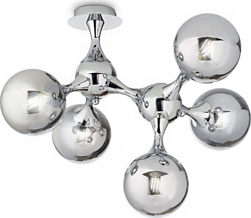 Plafoniera-moderna-Ideal-Lux-NODI-CROMO-PL5-200484-E14-LED-vetro-lampada-soffitto