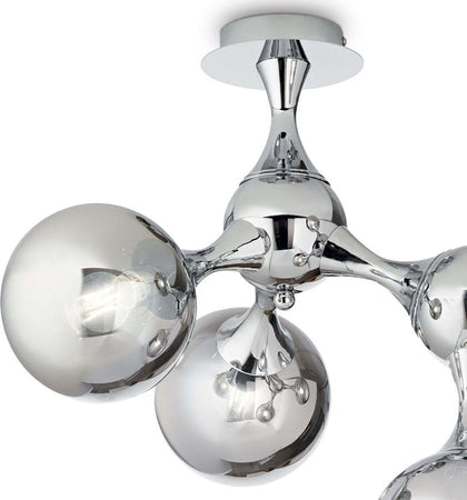 Plafoniera-moderna-Ideal-Lux-NODI-CROMO-PL5-200484-E14-LED-vetro-lampada-soffitto