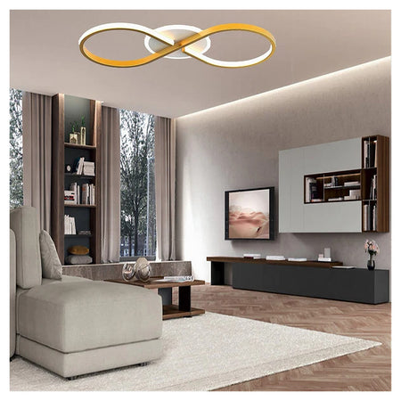 Plafoniera Moderna Led 22w Intrecciato Forma Infinito Oro Luce Fredda 6500k 71323
