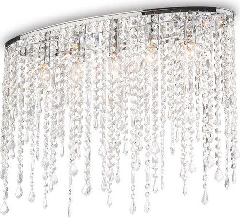 Plafoniera-Moderna-Rain-Metallo-Cristallo-Cromo-5-Luci-E14