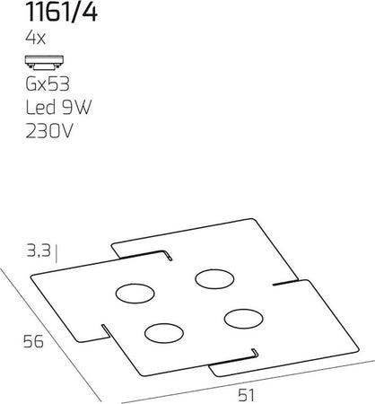 Plafoniera-moderna-Top-Light-ECHO-1161-4-GX53-LED-metallo-bianco-lampada-soffitto-interno