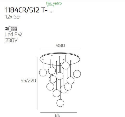 Plafoniera-moderna-Top-Light-ECLIPSE-1184CR-S12-T-MC-G9-LED-vetro-lampada-soffitto