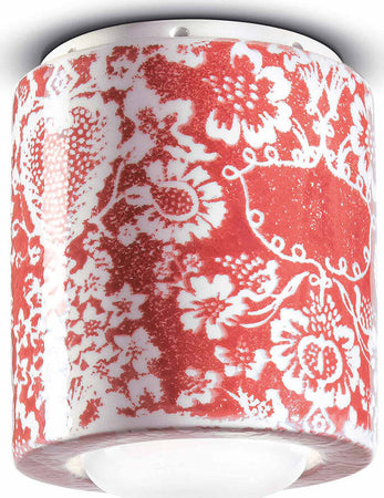 Plafoniera-Piccola-Vintage-Decò-Pi-Ceramica-Ming-Rosso-1-Luce-E27