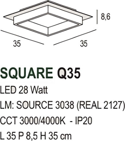 Plafoniera-Promoingross-SQUARE-Q35-WH-LED-CCT-lampada-soffitto-moderna