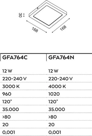 Plafoniera-quadrata-Gea-Led-SHAM-Q-GFA764-12W-LED-220V-termoplastica-lampada-soffitto-moderna-interno