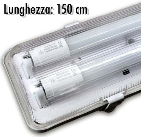 Plafoniera-Stagna-Completa-Di-2-Tubo-Neon-A-Led-150cm-Per-Soffitto-Parete-Ip65
