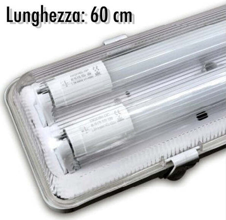 Plafoniera-Stagna-Completa-Di-2-Tubo-Neon-A-Led-60cm-Per-Soffitto-Parete-Ip65