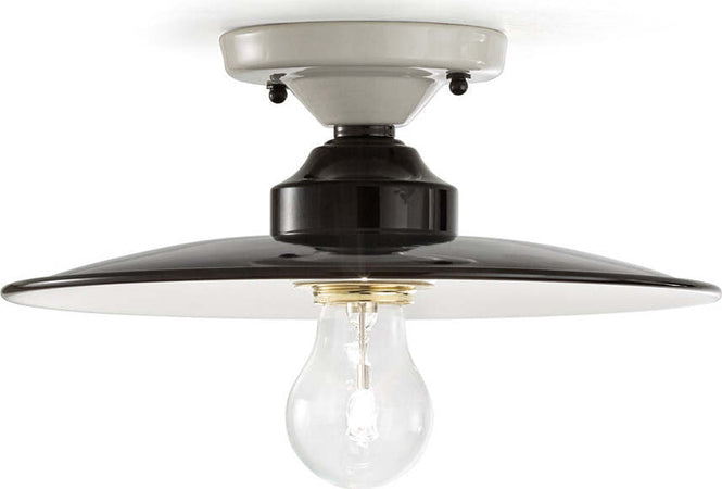 Plafoniera-Vintage-B&W-Metallo-Smaltato-Nero-E-Bianco-1-Luce-E27-25Cm