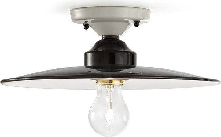 Plafoniera-Vintage-B&W-Metallo-Smaltato-Nero-E-Bianco-1-Luce-E27-30Cm