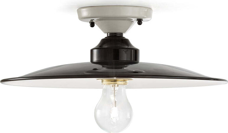 Plafoniera-Vintage-B&W-Metallo-Smaltato-Nero-E-Bianco-1-Luce-E27-35Cm