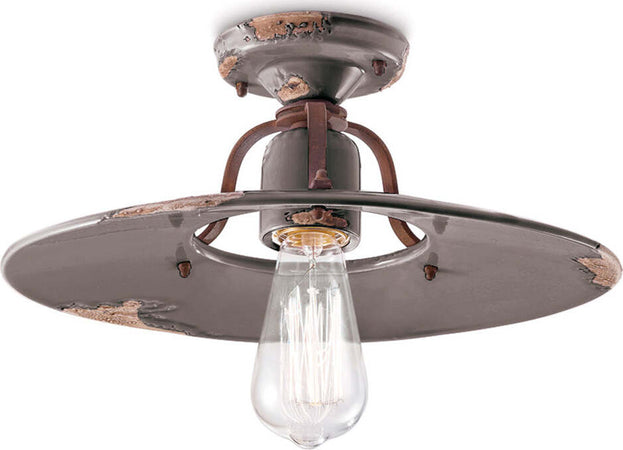 Plafoniera-Vintage-Country-Ferro-E-Ceramica-Tortora-D40-1-Luce-E27